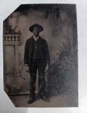 1860-1879 Civil War Era African American Black Man Tin Type Photo 3 1 /4 x 2 1/4 picture