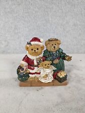 Vintage Christmas Teddy Bear Family Candle Holder With Presents picture