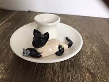 NH Craemer Siamese Cat and Mouse Candle Holder Pottery picture