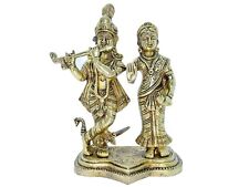Radha and Krishna Brass Idol playing flute 2.1 Kilogram 8 Inch Tall picture
