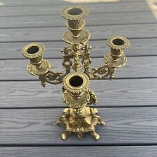 Vintage Baroque Style Brass Brevetto Candelabra That Holds 5 Total Candles 16.5 picture