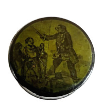 Antique  Round Hand Painted Snuff Box Figural  Scene 19th Century picture