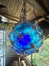 NEW Blue Glass Float W/Real Pufferfish Blue LED Bulb Tiki bar Decor Oceanic picture