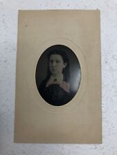 Vintage Antique CDV Card With Hand Coloring Of Scarf. 3.75” picture