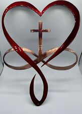 Heart Cross Infinity Symbol Metal Wall Art 2 Toned  Red Heart 15