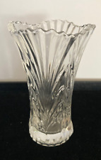 Antique Pressed Glass Vase Accents Etched Flower Design 4.5