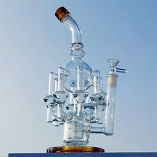 14 Inch Recycler 8 Arms Champagne Luxury Glass Water Pipe Hookah Bong 14MM picture