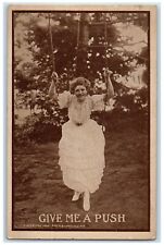 1911 Woman Swing Give Me A Push Mansfield Cleveland Ohio OH Antique Postcard picture