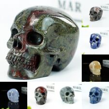 Realistic Head Skull Hand Carved Natural Crystal Statue Reiki Healing Collection picture
