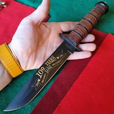 Vintage Kabar Union Cut Co USMC Stacked Leather Fixed Blade Fighting Knife picture