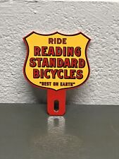 READING Standard Bicycles Metal Plate Topper TOC High Wheel Ride Gas Oil Sign picture