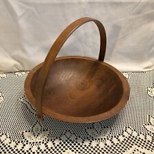 Vintage  Wooden Bowl With Swing  Handle Rustic Primitive Country Cottage picture