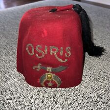 VINTAGE OSIRIS MASONIC SHRINERS FELT FEZ HAT, MAROON picture