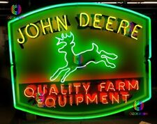 24 John Deere Quality Farm Equipment Tractor Real Glass Neon Light Sign Man Cave picture