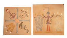 Bobby H. Kee Navajo Native American Sand Paintings  Lot of 2 Paintings   T1422 picture