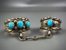 Vintage Navajo Sterling Silver Turquoise Ring With Midi Ring RARE & SUPER COOL picture