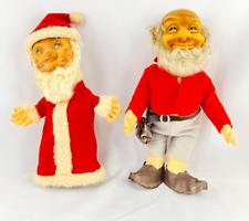 2 Vtg 1950s Christmas Steiff Toy Santa Claus Elf Woodsman Doll & Puppet with Hat picture