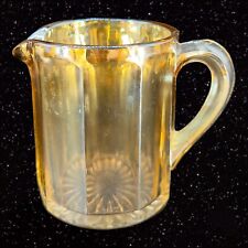 Vintage Carnival Art Glass Iridescent Marigold Color  Creamer Small Pitcher picture