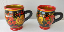 Vintage Traditional Russian Wooden Tea Cups 2 UNIQUE STYLES picture