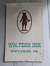 Vintage Wm Penn Inn Menu Gwynedd PA picture