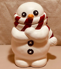 Vintage Dept 56 Retired Billy Buttons Snowman Cookie Jar Red Scarf 2002 picture