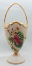 Harrach Victorian Sand Opal Hand Painted Enamel GERANIUM Art Glass Basket Vase picture