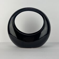 Vtg Ikebana Vase Pottery Toyo Black Moon Planter Japan 8in picture