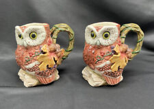 Pair Fitz And Floyd Autumn Woods Figural Mugs HTF 5” picture