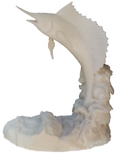 Huge Exquisite Vintage Italian Alabaster Hand Carved Marlin Triune Houston Texas picture