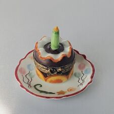 VINTAGE LIMOGES FRANCE PEINT MAIN TRINKET BOX BIRTHDAY CAKE picture