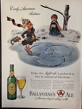 1941 Ballantine's Ale Print Advertising Beer Early American Skating LIFE Pond picture