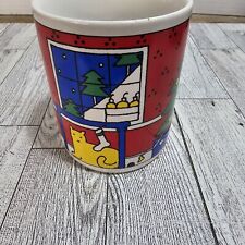 1980s Christmas Mug Alan Wood Houze Cat & Dog Coffee Tea Cup Coffee Cup Holiday picture