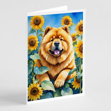 Chow Chow in Sunflowers Greeting Cards Envelopes Pack of 8 DAC6055GCA7P picture