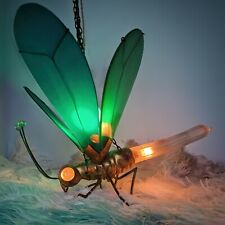 Very Rare 1920s Art Deco Glass Brass Dragonfly Chandelier Lamp picture