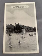 Indian Lake Ohio vintage postcard black and white Avon Dale bathing pool  picture
