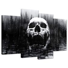 Halloween Day of Dead Skull in Dark Foggy Lake Abstract Black and White Conte... picture