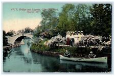 1912 Bridge Lagoon Glen Oak Park Lake River Peoria Illinois IL Vintage Postcard picture