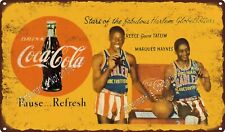 1952 Coca Cola Coke Harlem Globetrotters Bottle Metal Sign 7x12