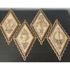 Set of 4 Homco Grecian Wall Plaques Gold Wall Decor Vintage 1971 Hollywood Reg picture