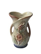 Vintage Lusterware Floral Flower Bud Vase 433 Brasil Pastel Peach Cream Blue 5