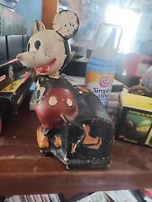 Mickey Mouse Treasure Chest Bank Crown Toy w/ key 1930s AS IS READ HEAD DETACHED picture