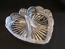 Oneida Crystal SOUTHERN GARDEN 3-Part Relish Dish Heart Shape 8
