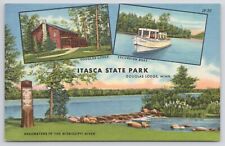 Douglas Lodge Minnesota Itasca State Park Linen Postcard picture