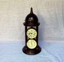 Bombay Baroque Tower Clock & Thermometer Mantle Desk Dark Wood Dome - Tested picture