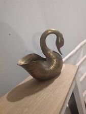 Solid Brass Swan Planter  Mid Century 9