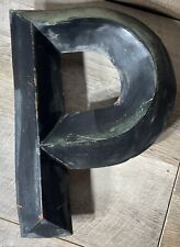 Early Vintage Architectural Salvage Metal Sign Letter P 11 7/8” picture