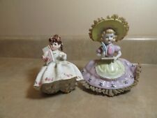 2 Vintage LEFTON BLOOMER Porcelain Fancy Girls Figurines Statues Made in Japan picture