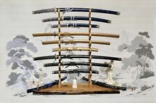 Large 9-Tier Katana Wakizashi Sword Stand Swamp Oak Maple Display Dojo Decor picture