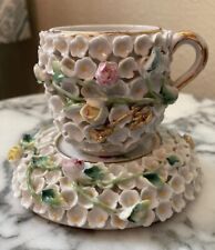 Late 19th Century Dresden Porcelain Teacup & Stand Floral Tea Vintage picture