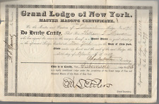 Original 1909 Master Mason's Certificate Tabernacle Lodge #598 New York picture